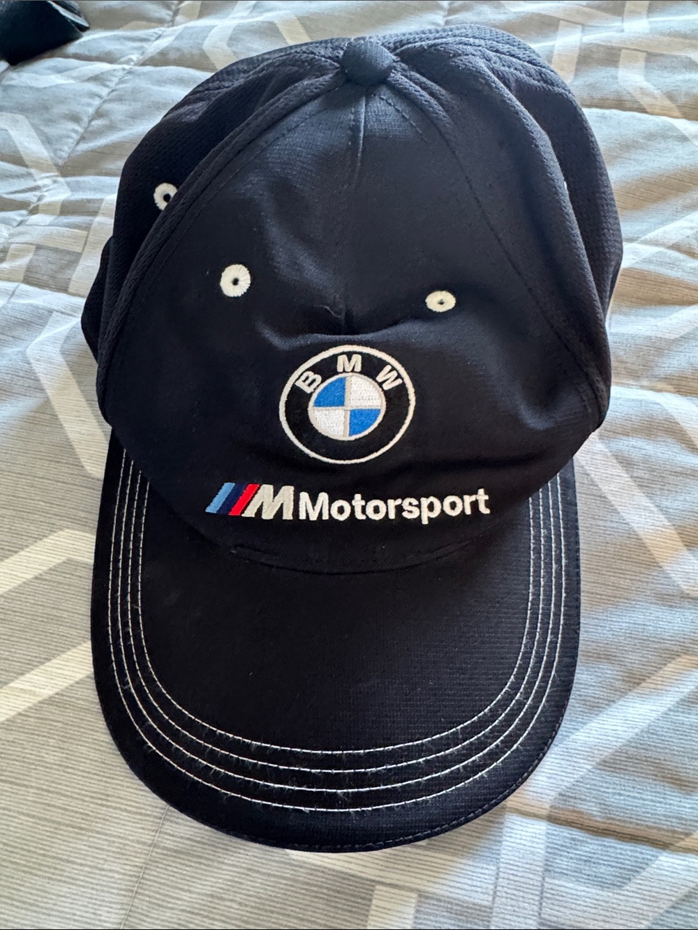 BMW Motorsport Black Cap with Embroidered Logo and Tricolor M Stripe